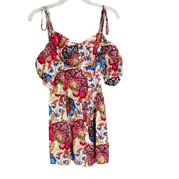 MISA Los Angeles Ruchika Floral Puff Sleeve Romper Size M NWT - Picture 6 of 15